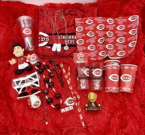 Cincinnati Reds Fan Collectible Memorabilia , Towel, Necklaces,Buckeyes, Glasses